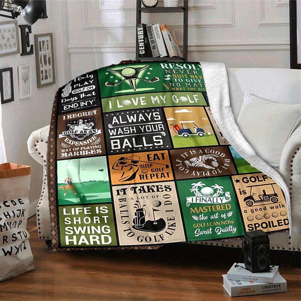 1pc Golf,Swing,Resolve Digital Printed Flannel Blanket, Super Soft Plush Fleece Bed Cover, Multipurpose Four Seasons Hypoallergenic Quilt Fo