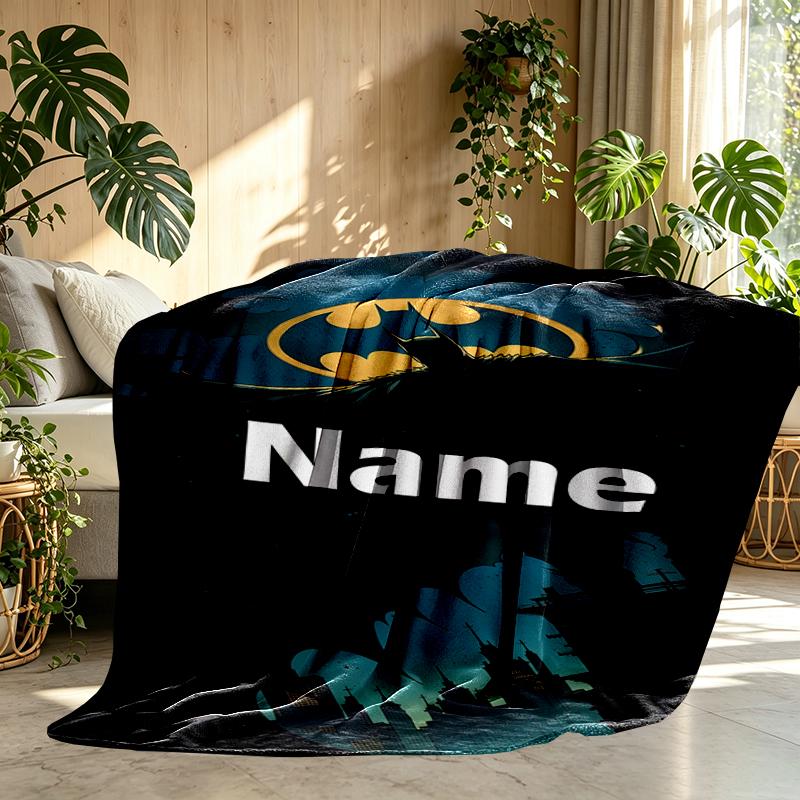 Custom Name Personalized Batman Print Blanket, Home Decor, Bedroom, Sofa, Camping, Couch, Gifts for Birthday Christmas
