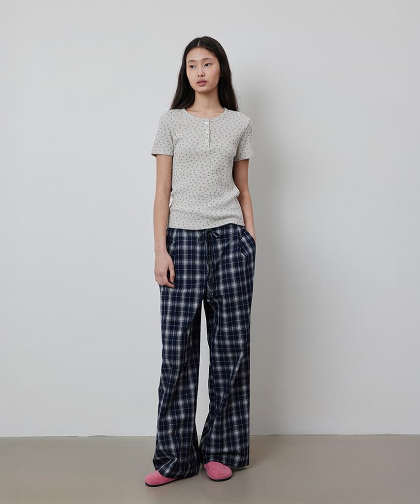Kwinseulaebis Check Strap Cotton Wrinkle Summer Pants