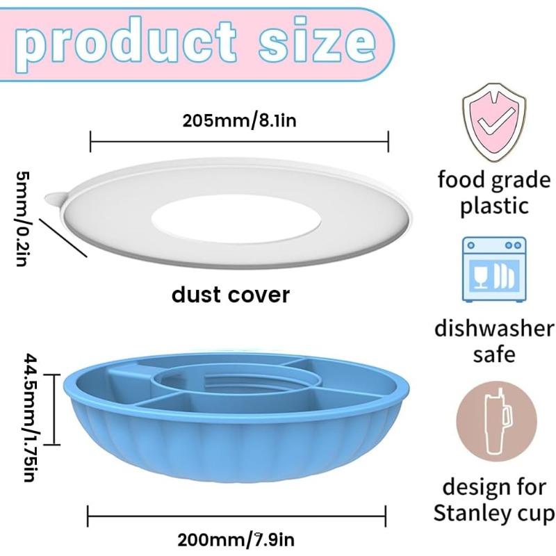 Silicone Snack Tray with Lid Compatible with Cup 40 Oz, Reusable Snack Ring Suitable for Car Cup Holder