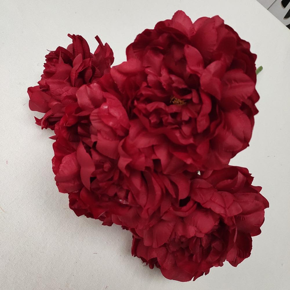 Fleur Artificielle Pivoine Multicolore 5 Têtes Pétales en Soie Fleur Artificielle Pivoine Arrangement Floral Feuilles Fleurs de Pivoine Réalistes Cadeau