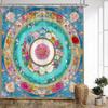 1Pc Luxury Floral Mandala Shower Curtain - Extra Long 70X70 Inches Bathroom Window Drapes With Pink For Lotus, Roses, Turquoise