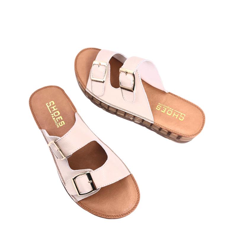 Women's Summer Leather Sandals 2025, Comfortable Soft Sole, Fashionable Versatile Outdoor Buckle Design
