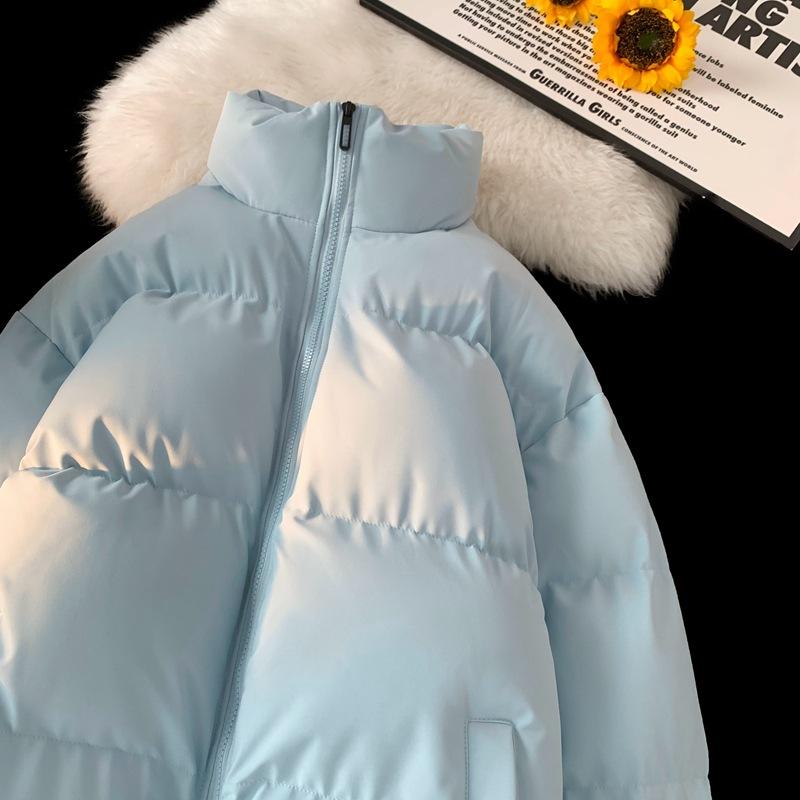 Stand-up Collar Cotton Clothing Men and Women Paragraph Winter Thickened Loose Cotton Jacket Couple Paragraph Casual Bread Clothing Cotton Jacket