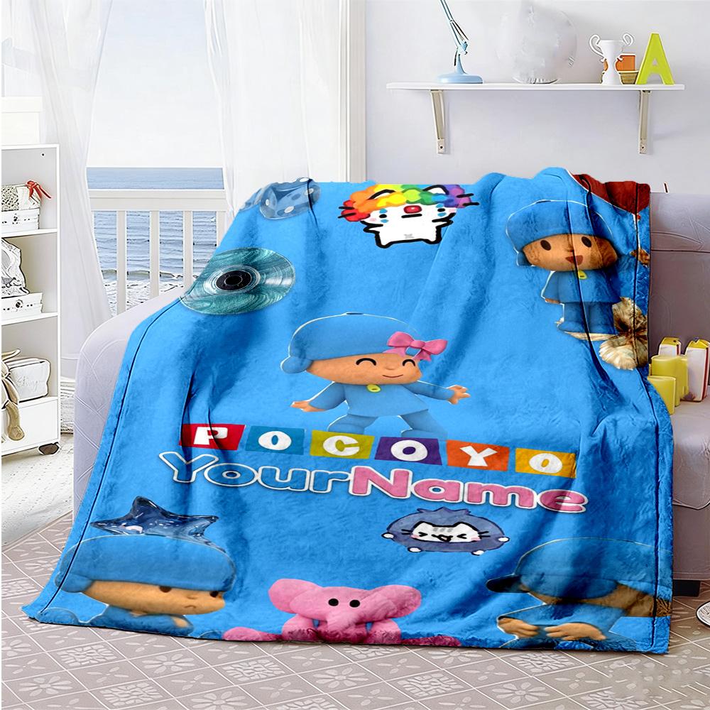 Pocoyo Customize Your Name Blanket Lightweight Personalized Blanket Soft & Cozy Perfect for Livingroom Couch Office Chair Seaside