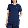 adidas Originals Striped Logo Crew Neck Short Sleeve Regular T-Shirt Women Tops Night-Blue JY4852