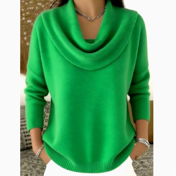 Warmer Damen-Frühlingspullover mit Schwingkragen - Einfarbiger Pullover mit langen Ärmeln und Stehkragen, Gemütliche Freizeitbluse für Herbst/Winter