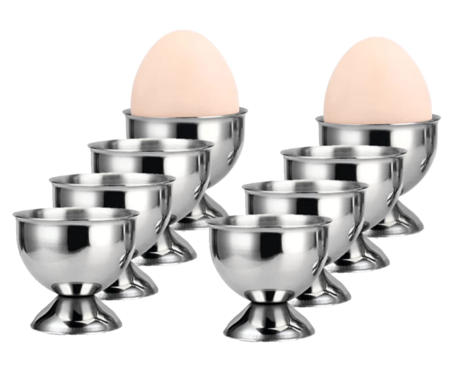 

Heizi Stainless Steel Egg Stands, Boiled Egg Stands, Set of 8, Egg Stands, Egg Cups (Silver, Set of 8)