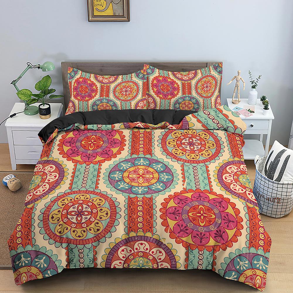 Mandala Duvet Cover Set Bohemian Bedding Set Soft Comforter Cover With 1/2pcs Pillow Shams Quilt Cover Bedroom King Queen Sizes