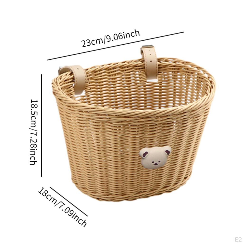 Bike Basket for Adults Kids or Scooter with Adjustable PU Straps