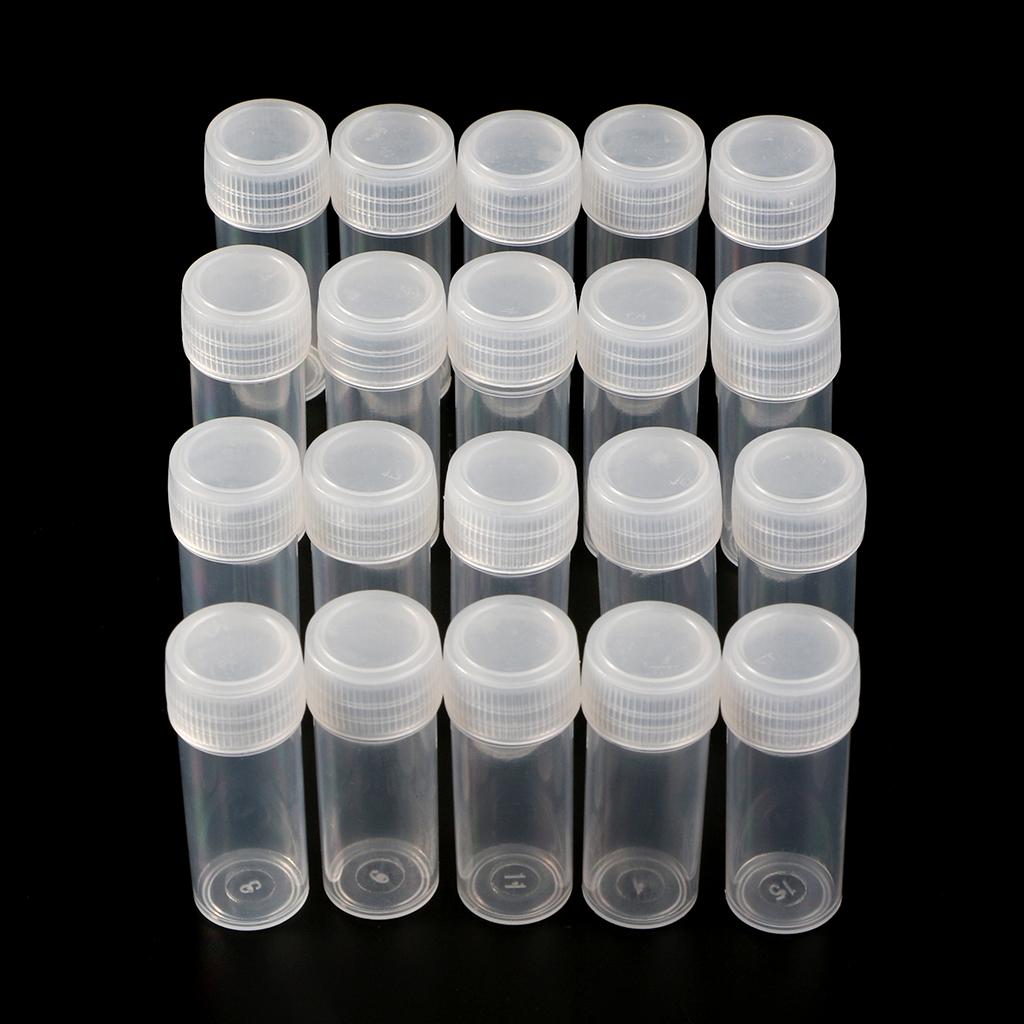 20 Pcs Practical Empty Plastic Bottles with Lids 5ml Small Vials Sample Container for Office School Chemistry Supplies
