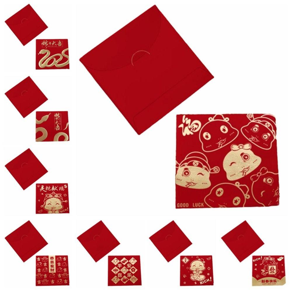 10Pcs Paper Chinese Red Envelopes Year of The Snake Money Gift Bag Lucky Money Bag Kids Gifts