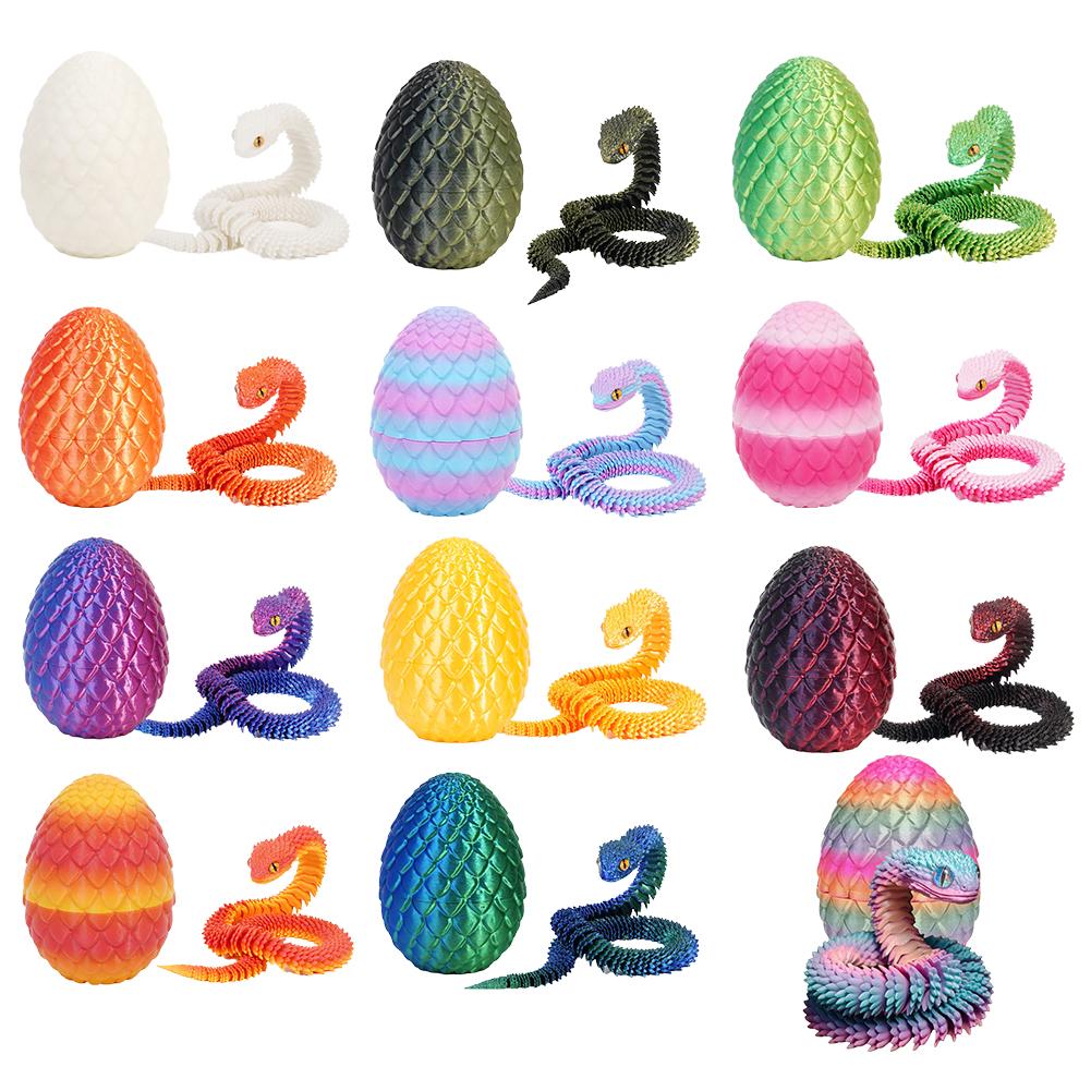 Toys 3D Printed Cool Snake Dragon Egg Multi-joint Novel Easter Hot-selling Gift Present Decompression Children's Desktop Decoration