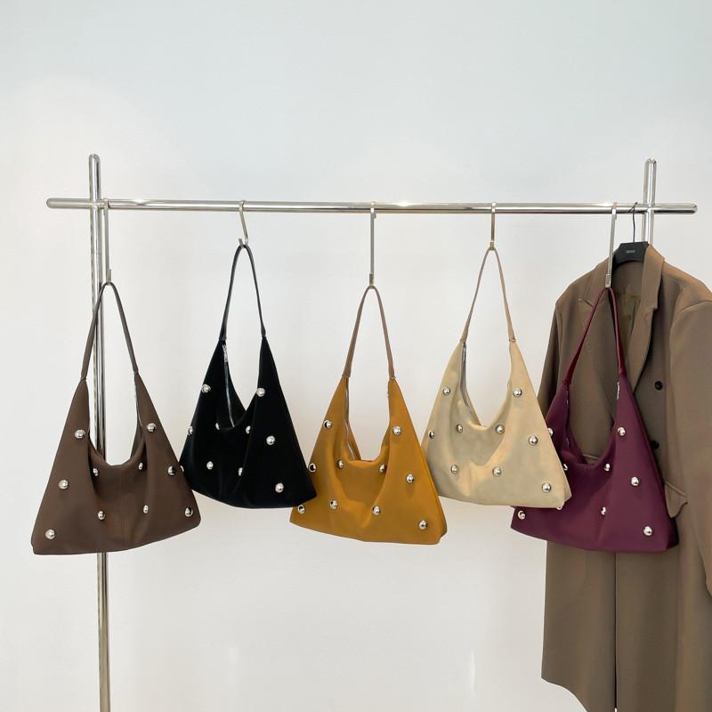 Vintage Decorative Rivet Suede Large Capacity Women Casual Tote Bag Autumn For