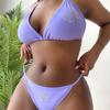 Europäischer & Amerikanischer Übergrößen Strass Schnür-Badeanzug - Einfarbiger Bikini ZY066