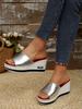 Plus Size Women's Peep Toe Wedge Heel Slides – European & American Summer Fashion
