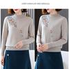 Women's Wool Sweater Round Neck Embroidery Knit Sweater Loose Plus Size Sweater Short Pullover Knitwear Spring Fall Winter