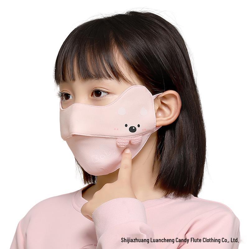 Kids' Warm Autumn/Winter Cotton Cartoon Face Mask – Washable, Windproof & Coldproof