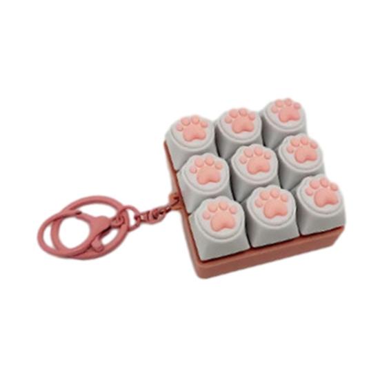 Yousheng 9-Keys Fidget Keyboard Toy Stress Anxiety Relief Cat Paw Keyboard Finger Clicker Keychain Portable Decompression Button Sensory Toy