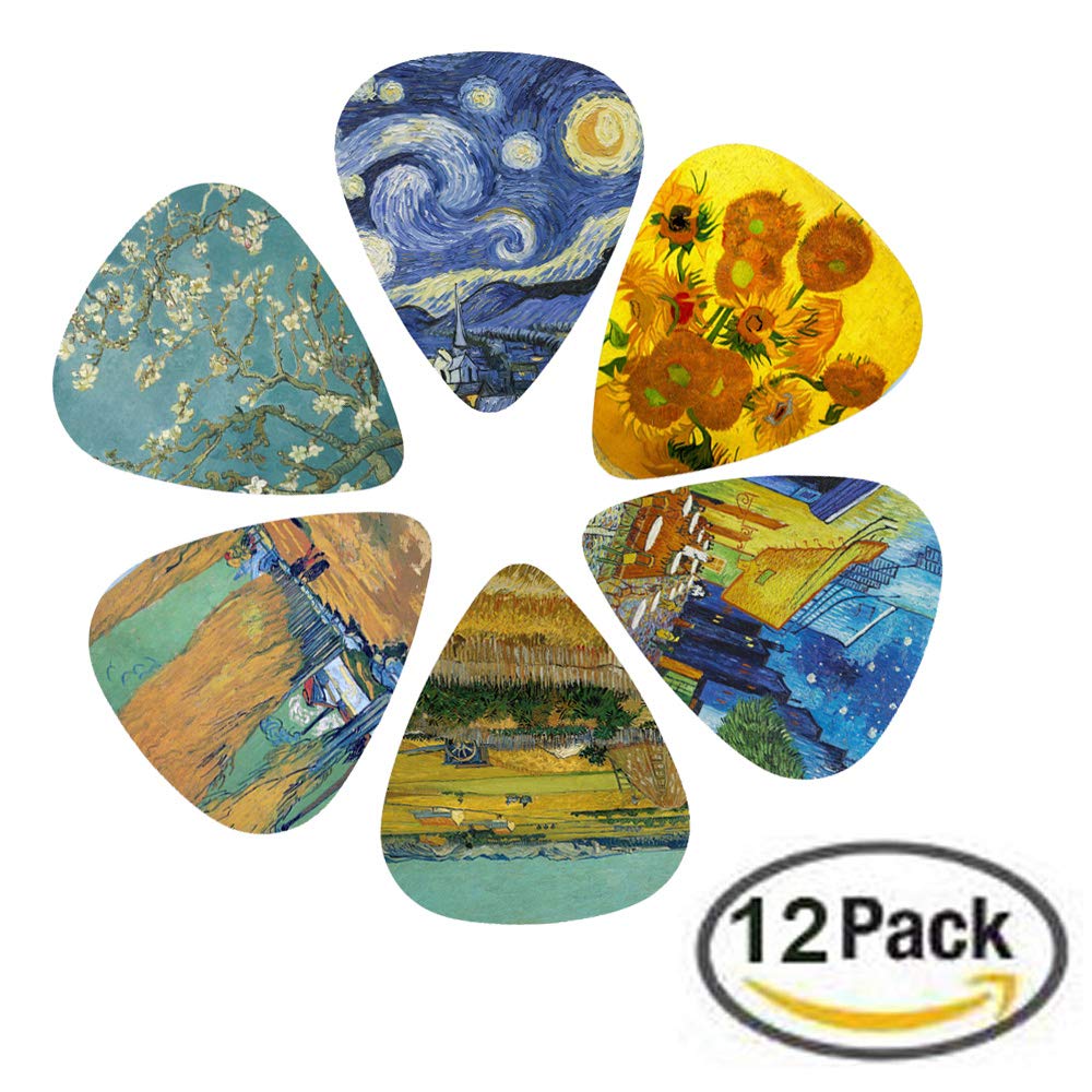 Jasenna Guitar Stylish Plectrums for Bass and Stringed Made of Plastic with Storage and Thick Picks, 12-Pack, Instruments, Case, Non-Slip,