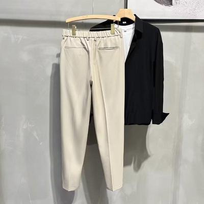 Męskie spodnie w stylu brytyjskim, proste, slim-fit, lejące się, koreańskie spodnie garniturowe zwężane 9/10