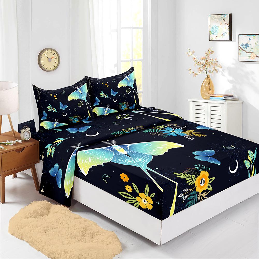 

Four-Piece Mattress Butterfly Digital Printing Mattress Protective Cover Bedding (90cm * 190cm * 40cm) Pillowcase * 1