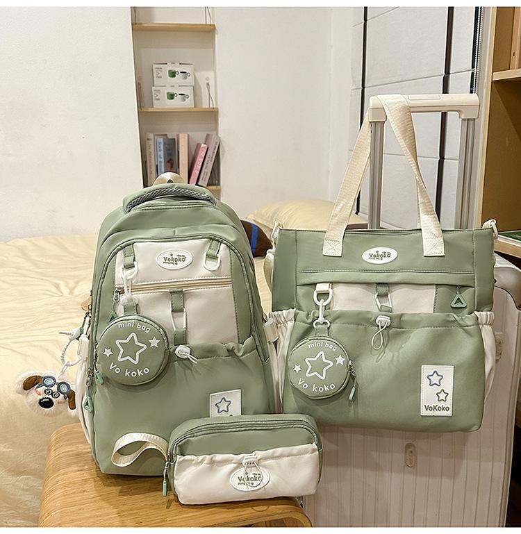 Schoolbag High Value Three-piece Schoolbag Girls Junior High School Students Girls Backpack Ins Large Capacity Primary School Backpack