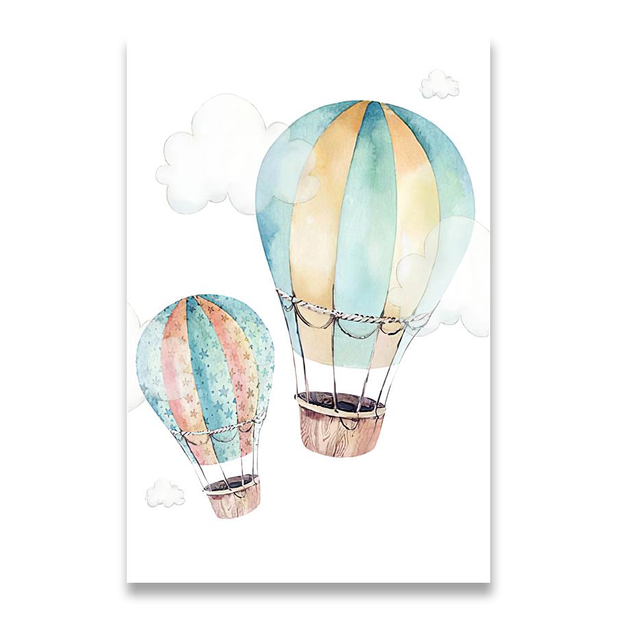Kind Abenteuer Poster Druck Aquarell Kunstwerk Flugzeug Ballon Leinwand Malerei Wand Bild Nordic Kinder Junge Schlafzimmer Dekoration