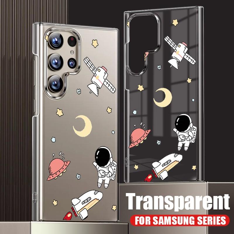 

Чехол с рисунком мультяшной планеты астронавта для Samsung S24 Ultra S23 S22 Plus S21 S20 FE A54 A53 A52 A34 A14 A13, тонкий, прозрачный, ударопрочный, жесткий чехол для телефона Samsung S24
