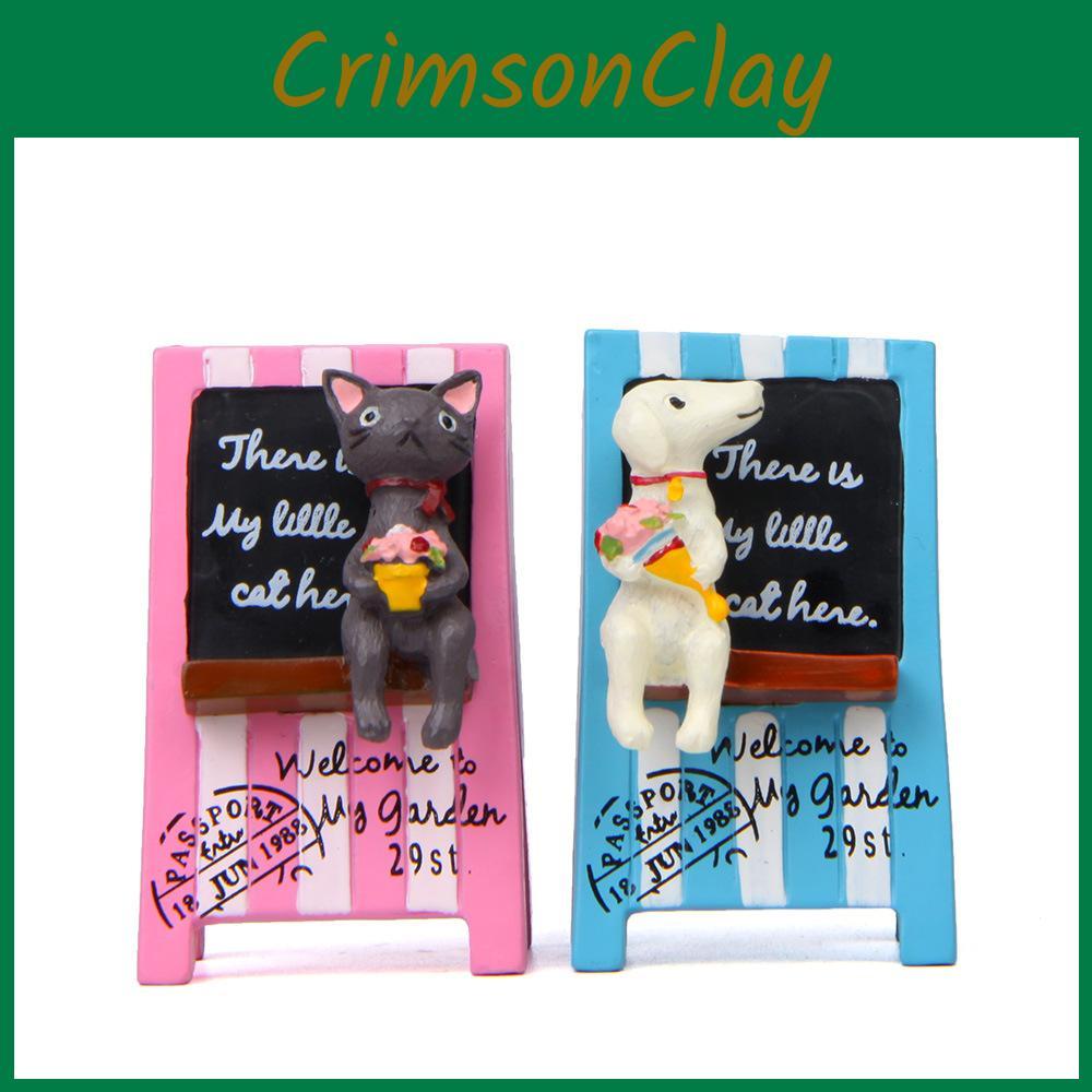 Letter Creative Billboard Holding Flower Cat And Dog Scene Model Ornament