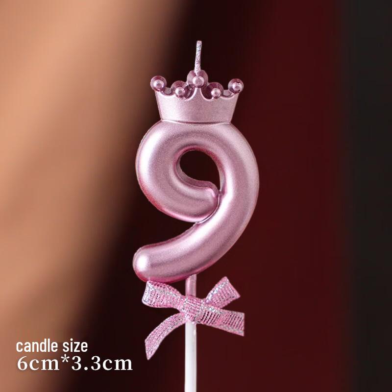 Rose Gold Crown Bow Number 9 Cake Decoration