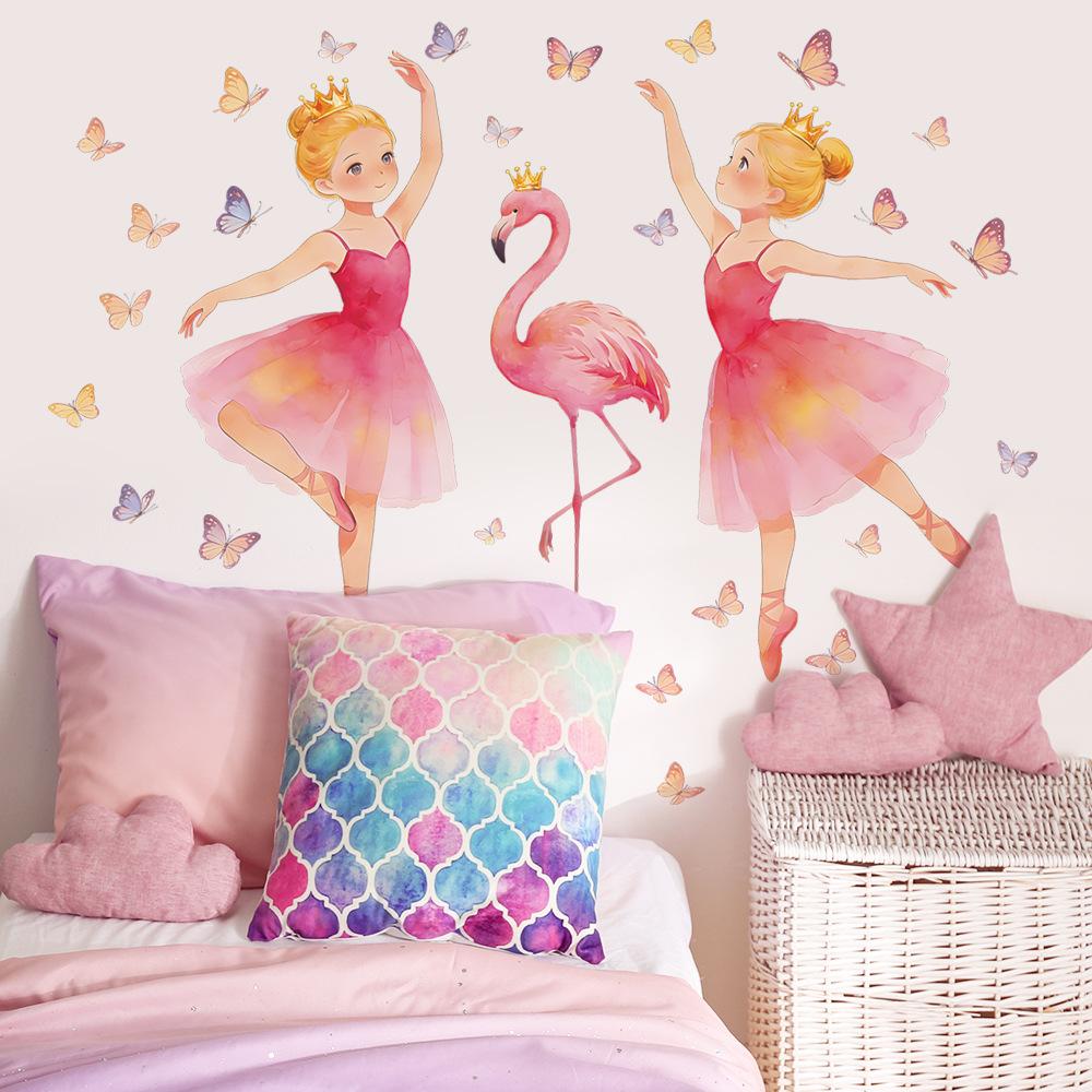Ballet Dancer Girl Wall Sticker Self-Adhesive Removable for Bedroom Living Room Study Room Elegant Home Decor Art