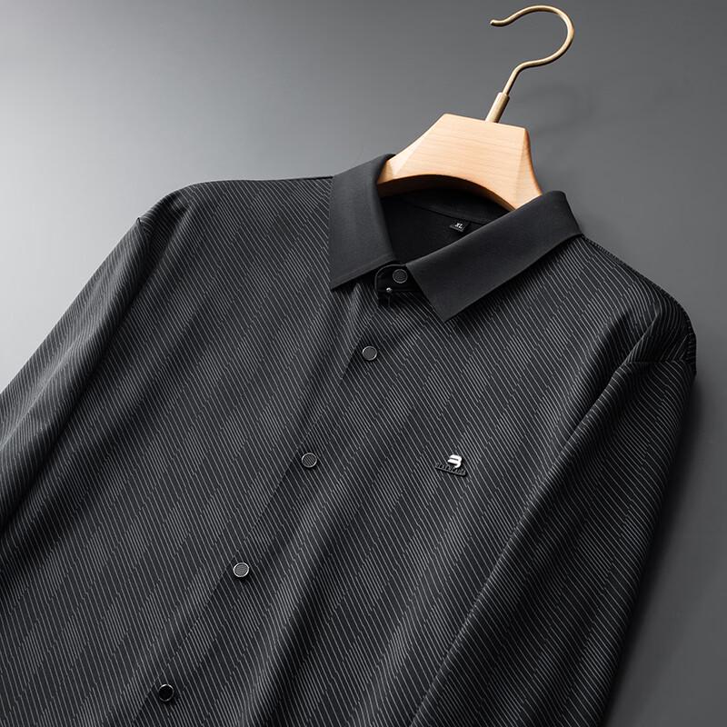 Men's Plus Size Business Diagonal Stripe Long Sleeve Shirt