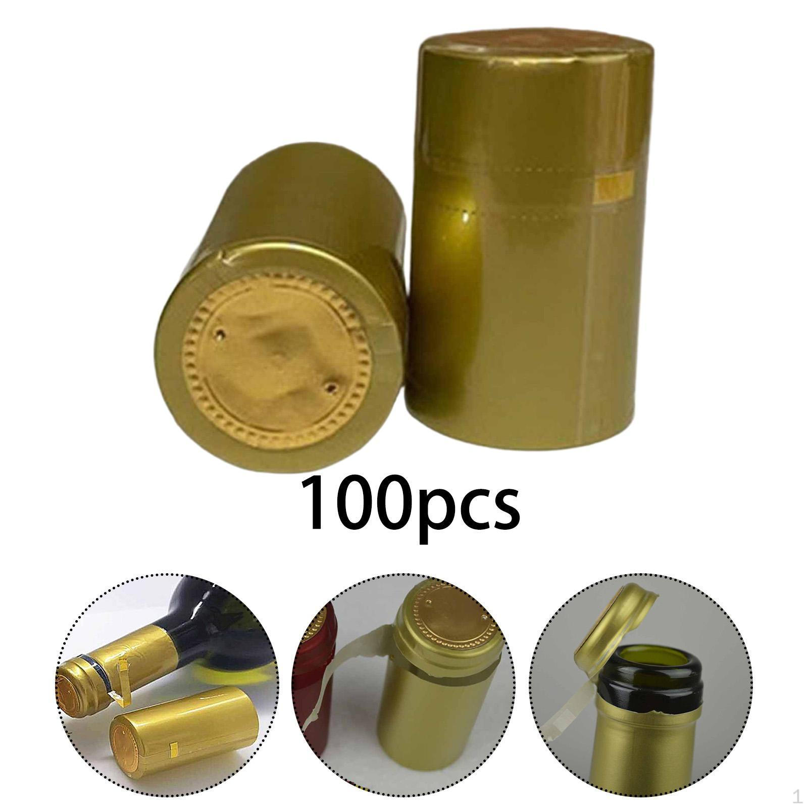 

100 бутылок, профессиональные уплотнительные рукава, термоусадочные капсулы для декорации. золотой