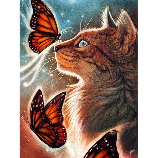 Huacan Diamond Brodery Salg Cats 5D Diamond Painting Full Square Drill Butterfly Cross Stitch