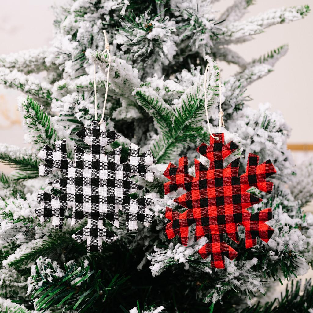 Vibrant And Red Black Checked Snowflake Christmas Ornaments Perfect For Decor Holiday