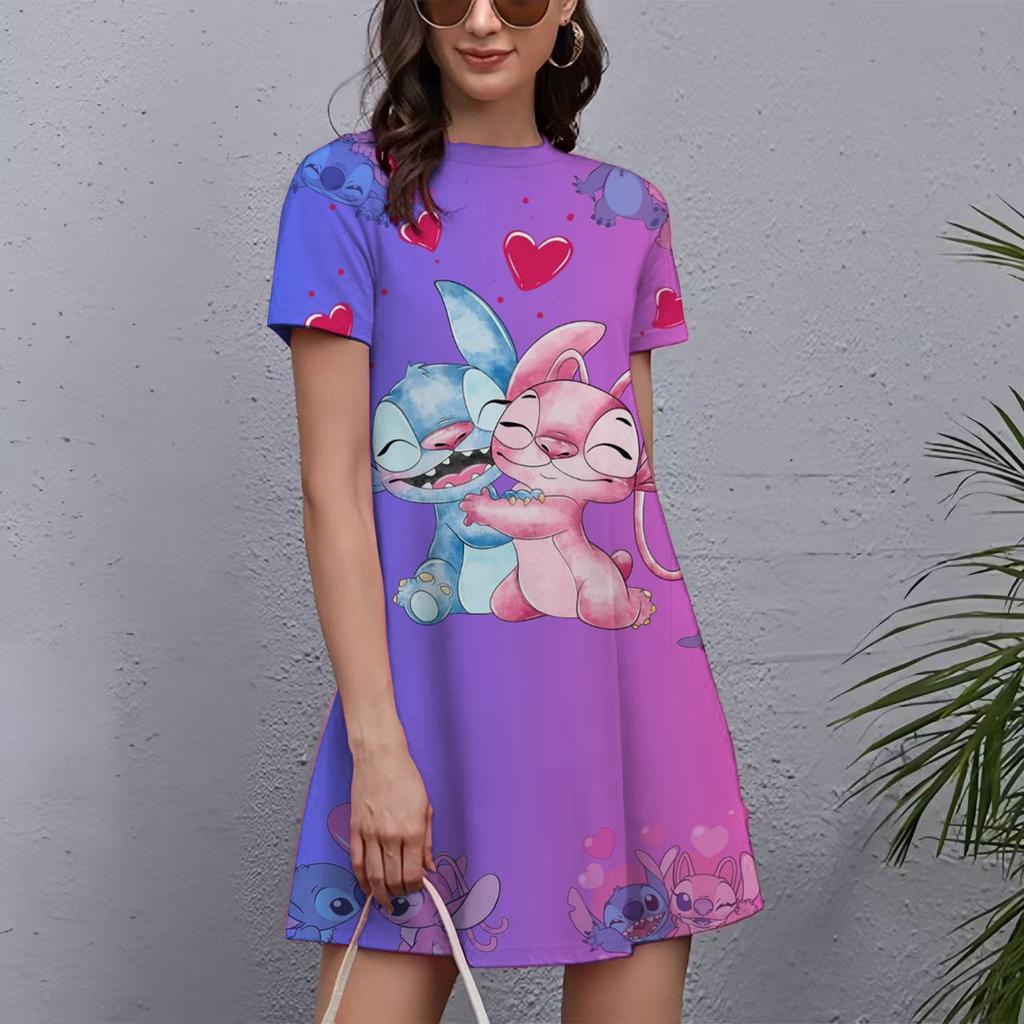Fashion Printed Loose Women's Versatile Casual Crew Neck Casual Dresses