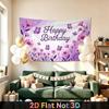 Party Backdrop Birthday Floral Purple Photo Booth Background Front Door Decor