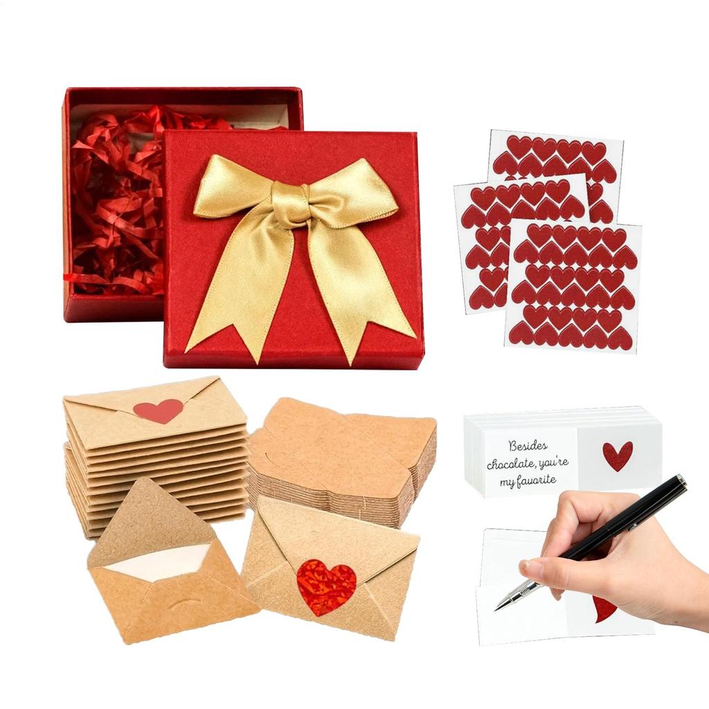 Blank Valentines Day Cards 60 Pieces Mini Romantic Heart Mini Envelopes Valentines Card Holder for Boyfriend Girlfriend Couples