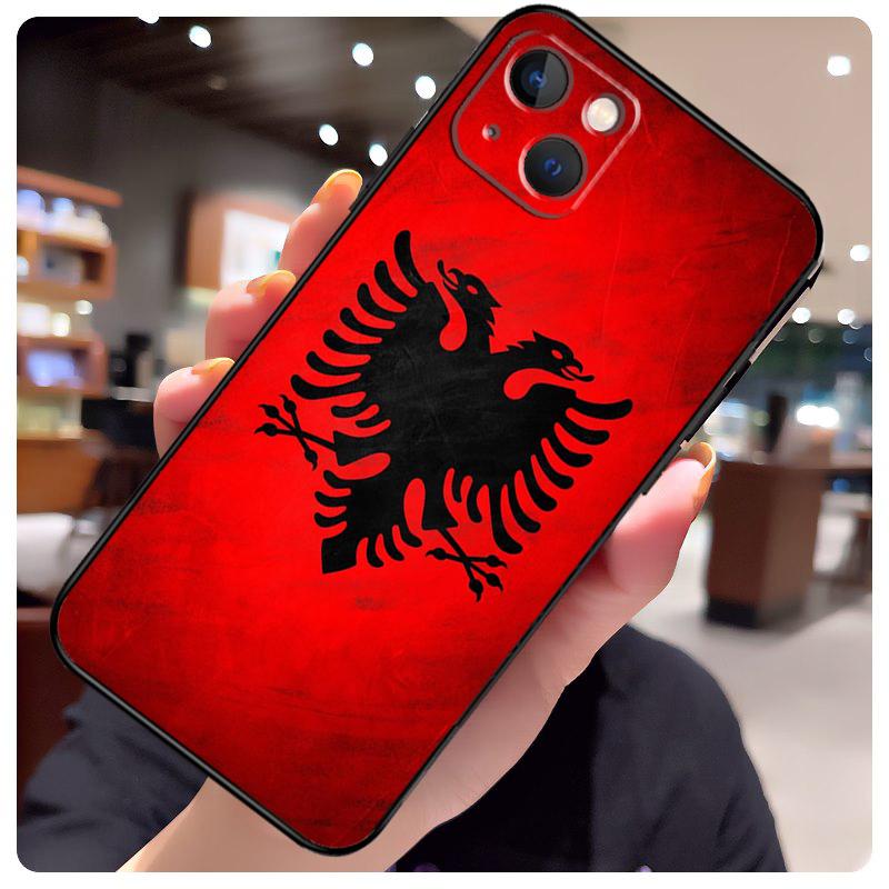 Albania Flag Eagle Case For iPhone 13 Pro Max 16 15 11 12 14 17 Pro Max mini 15 16 Plus 16e 17 Air Phone Cover