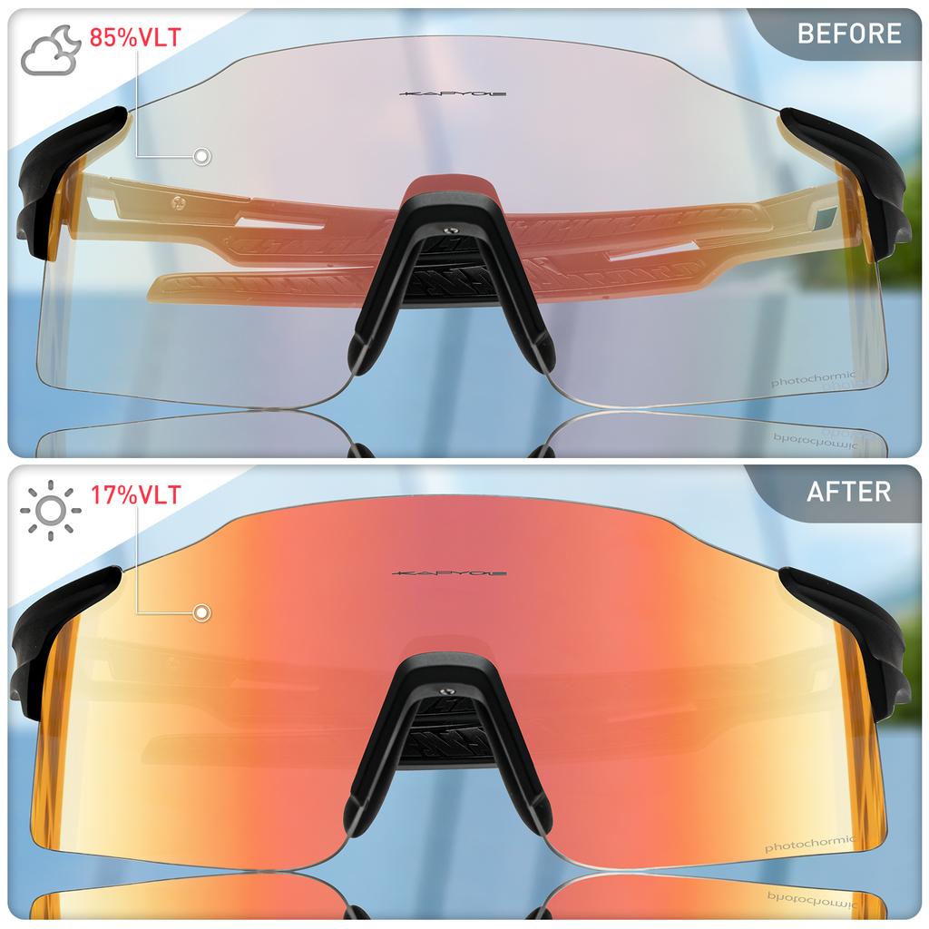 Pochromic Cycling Sunglasses  UV400 Cycling Glasses Outdoor Bike Eyewear MTB Hiking Sports Riding Glasses Bicycle Goggles