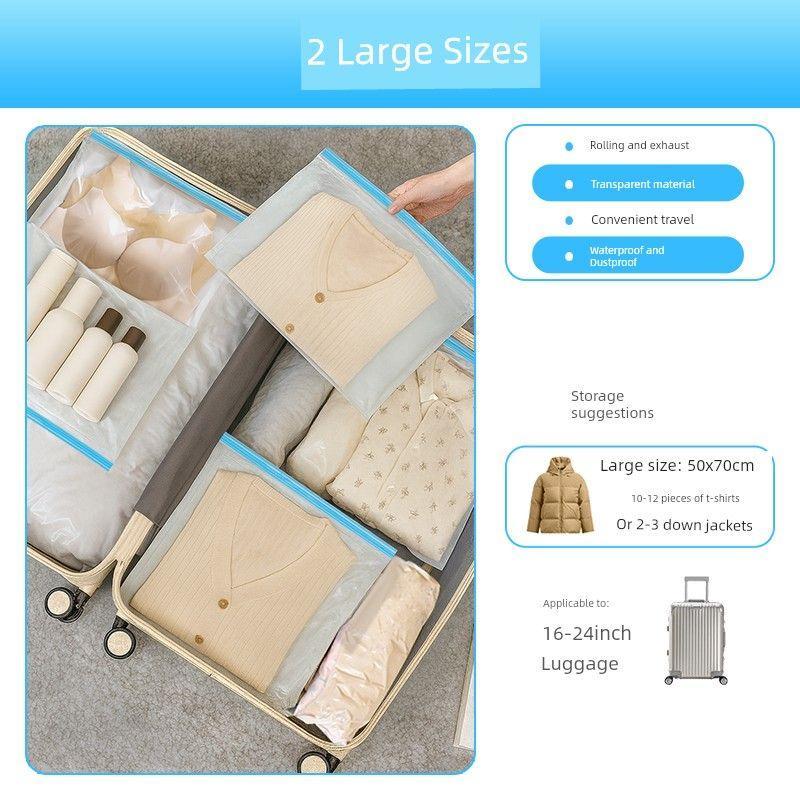 Hand-Rolled Compression Bags, No-Pump Vacuum Storage Bags, Special Bags for Business Trips, Clothing, Down Jackets, and Suitcases