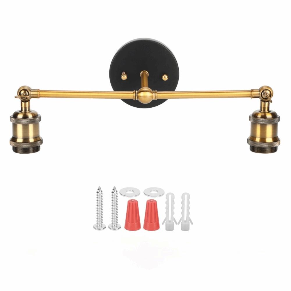Vintage E26 Lamp Holder Wall Light AC110-120V Bronze Finish Wall Fixture Double Heads Iron Material Wall Lamp Stair Entry