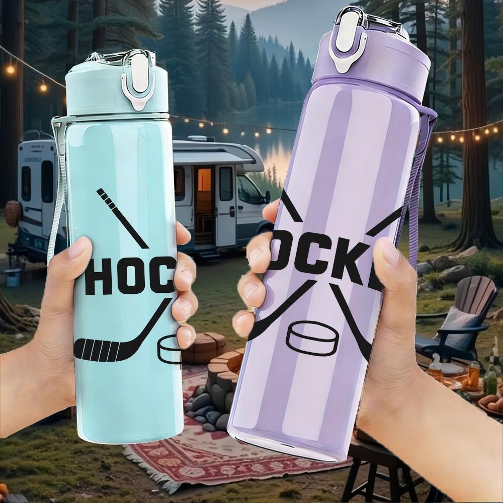 1PC Hockey Stick Cross 750ml Color Plastic Sports Water Bottle Leakproof Flip Straw Lid Suitable for Sports Office Home Use
