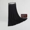 Autumn 2022 A-Line Knitted Midi Skirt: Lu Gong Style Flared Slimming Skirt with Pleats