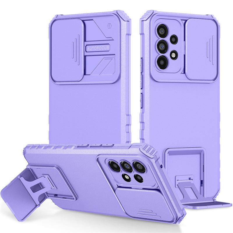 Suitable for Samsung S25 Ultra Multi Function Three Dimensional Bracket Protective Case A54 5G Push Window Protective Glasses Mobile Phone Case