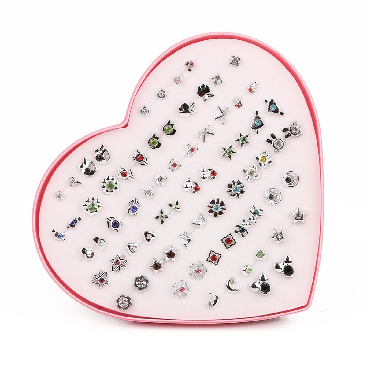 

36 пар/пакет, Ассорти, набор серег-гвоздиков с кристаллами для пирсинга для женщин в коробке Number 03