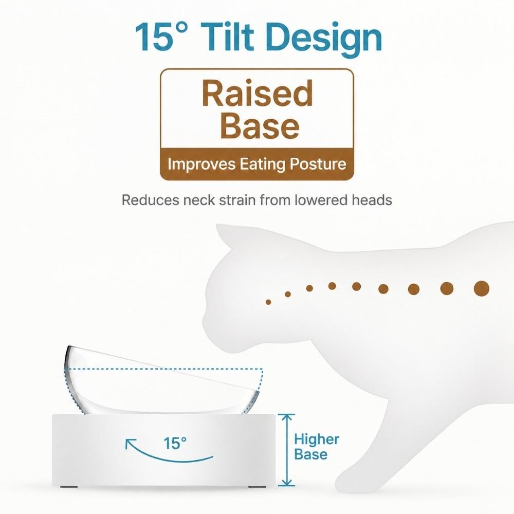 Transparent Elevated Cat Food Bowls 15 Degree Tilted Cat Ear Bowls Tilted Cat Bowls Home Use