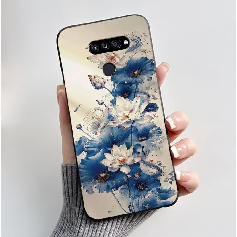 Soft Shockproof Phone Case For LG K50S Bumper Silicone Black Case New Design Viral Pattern Koi Shell Cute Colorful Cover