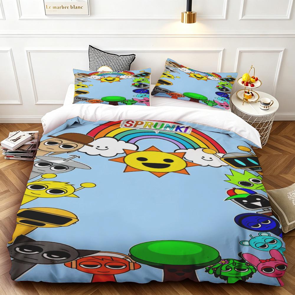 Cartoon Sprunki Duvet Cover Set Sprunki Bedding Set Comforter Cover Skin-friendly and Breathable Bedroom Single/twin